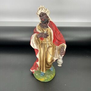 Vintage Nativity Creche Figure Wise Man Composition Chalkware 12"